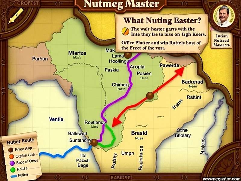 Nutmeg Master - Map of Indian Spice Routes Nutmeg Master game map showing Indian spice routes